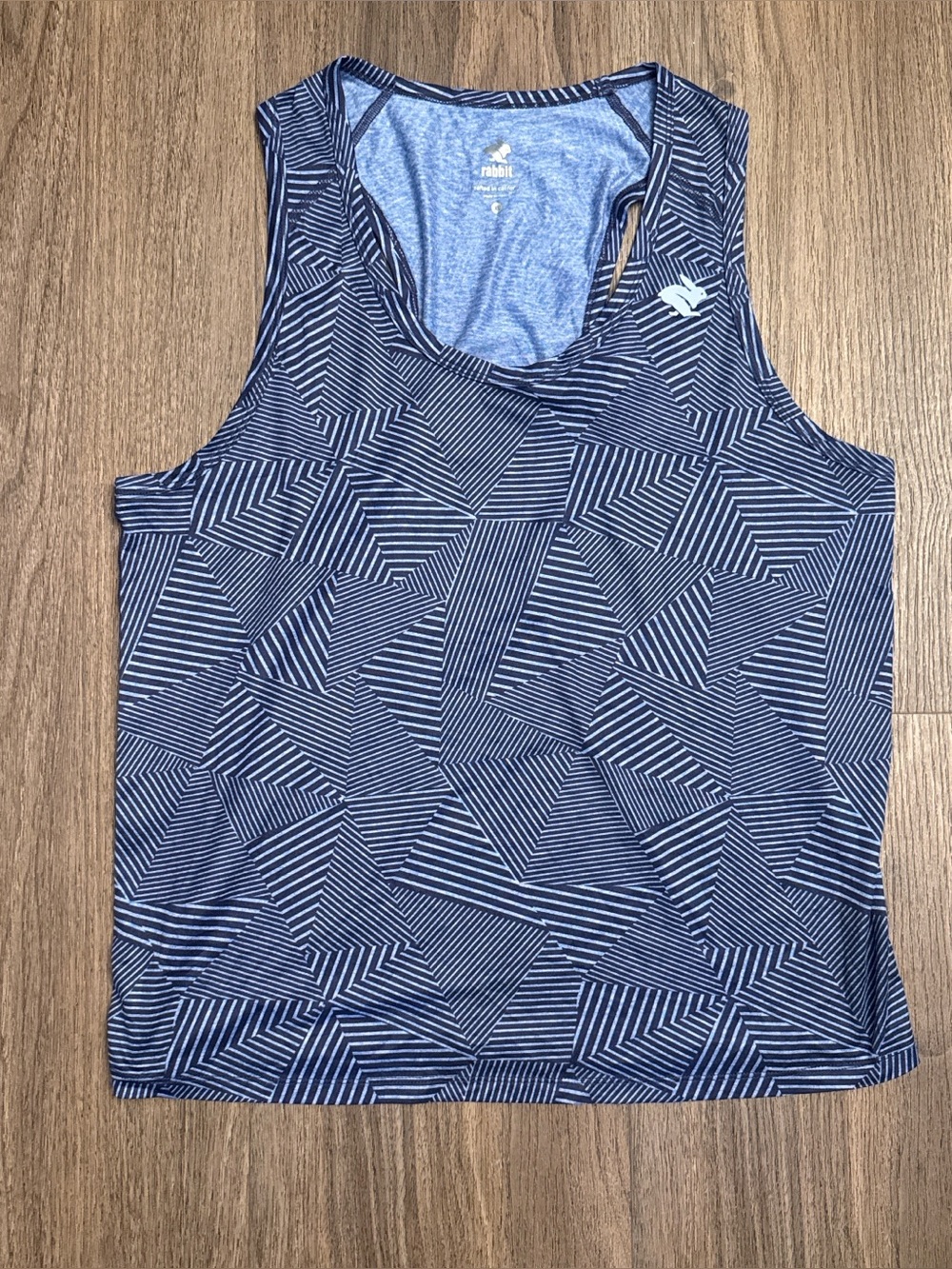 Rabbit running blue  geometric pattern tank top size extra large. Like new.